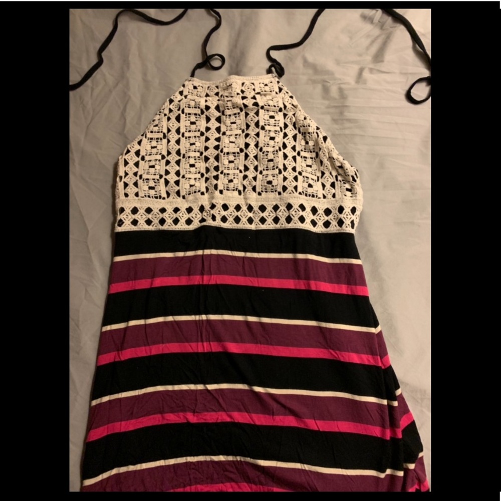 Striped Maxi Dress with Embroidered Top